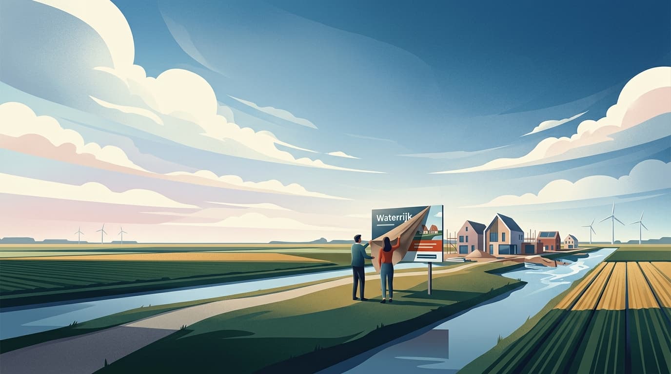 Nieuwe woonbuurt Waterrijk Dronten krijgt vorm met onthulling verkoopbord