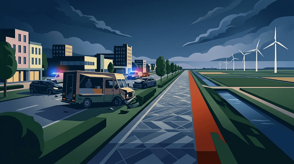 Politieachtervolging eindigt met crash tegen foodtruck in Lelystad