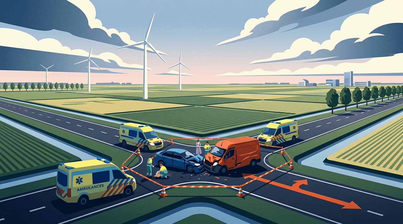 Zware schade na botsing tussen auto en busje in Zeewolde