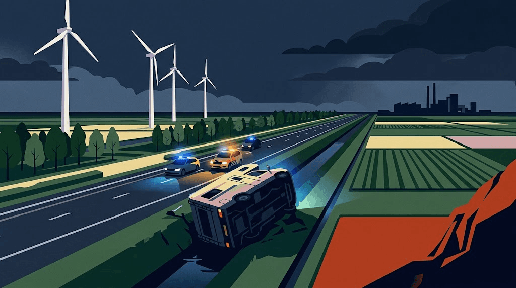 Camperbusje slaat over de kop op A6 bij Emmeloord