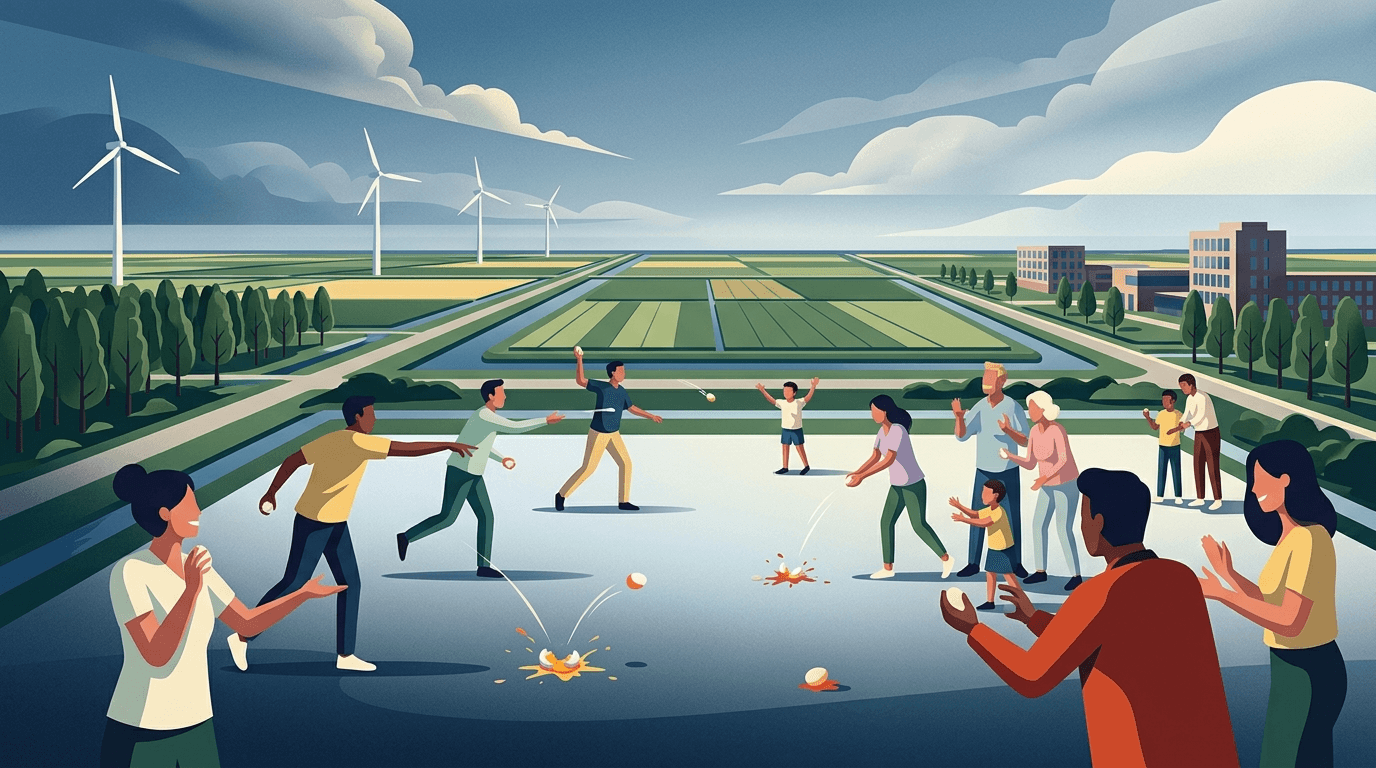 Traditiegetrouw eiergooien op Hemelvaartsdag in Tollebeek