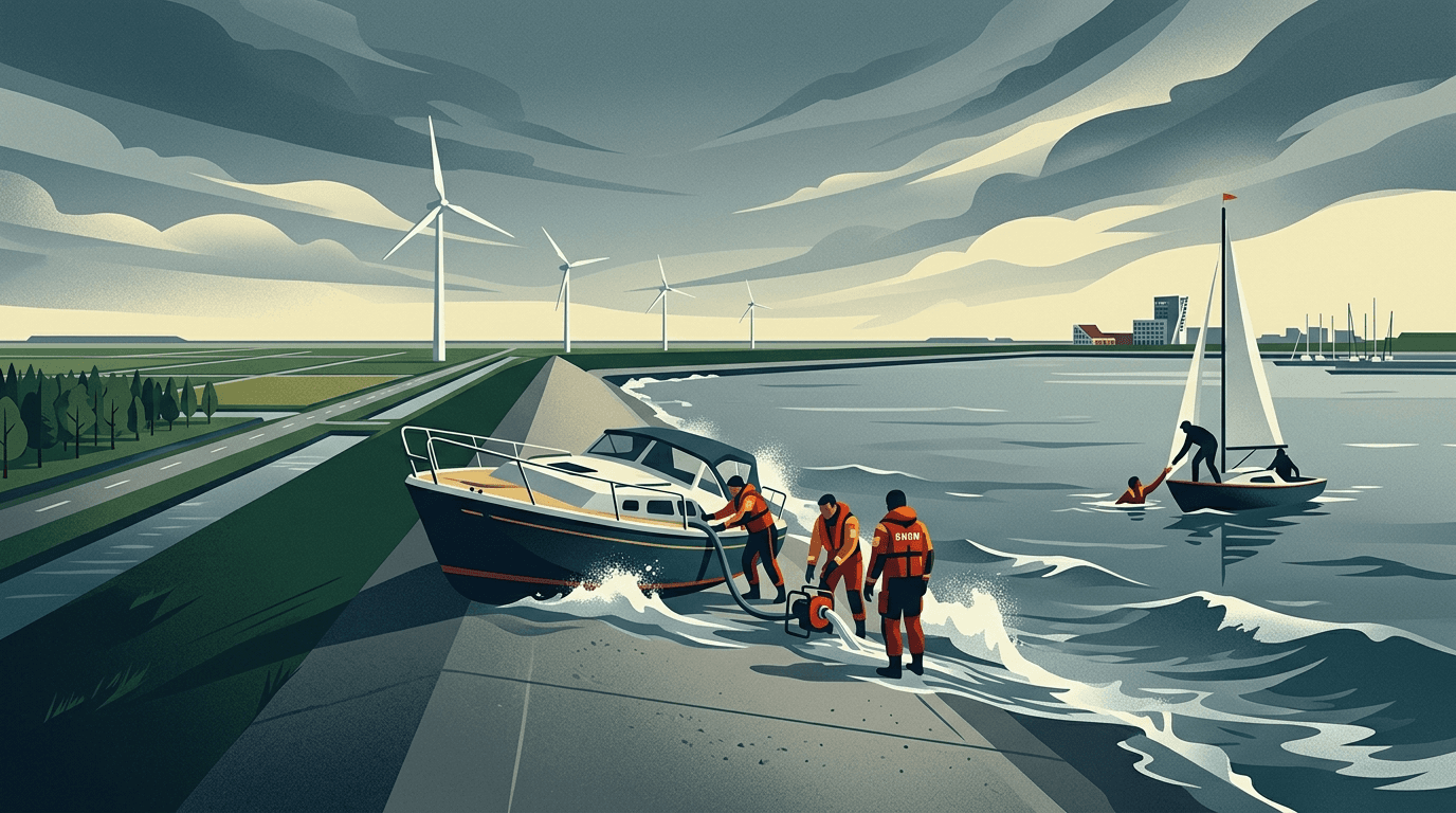 Man gered uit IJsselmeer bij Lelystad na poging boot te redden