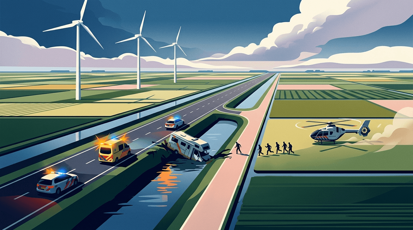 Meerdere gewonden bij camperongeluk op A6 bij Lelystad