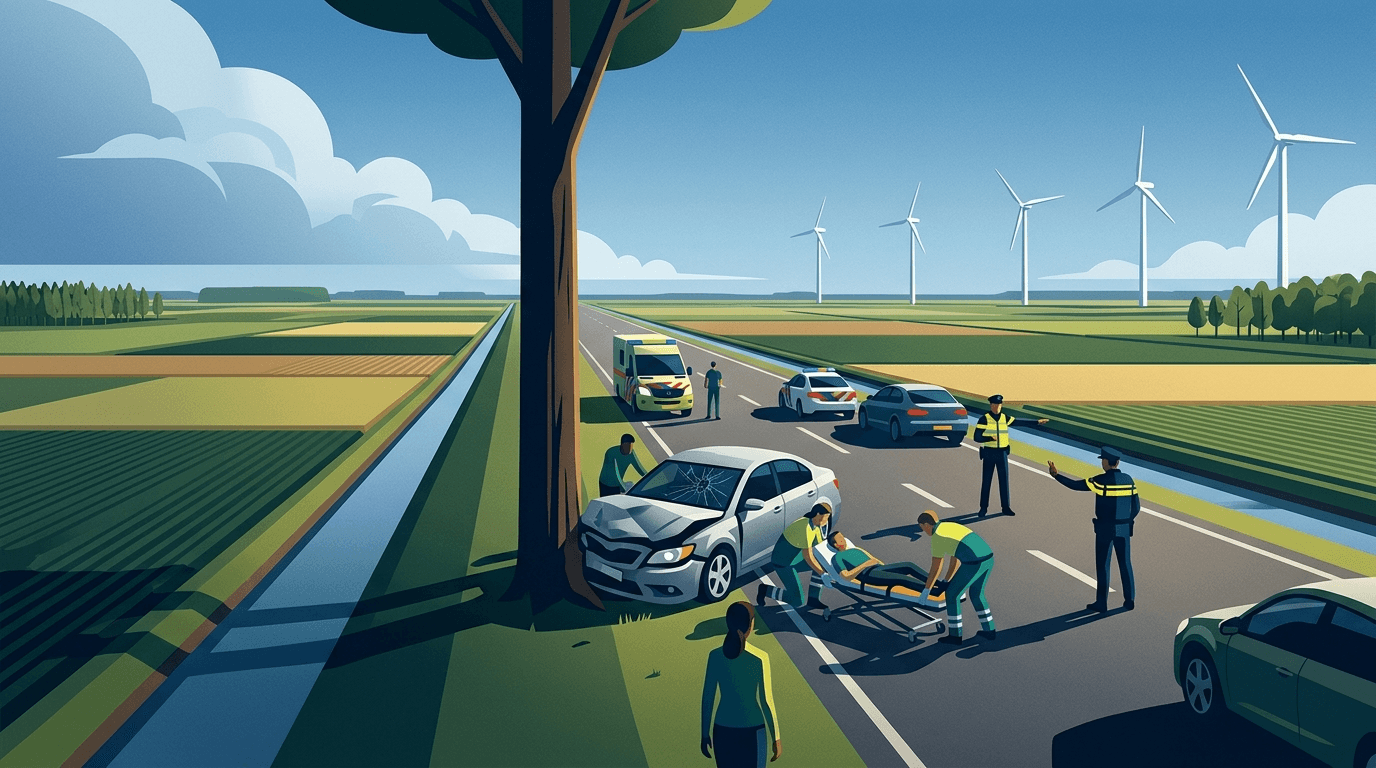 Automobilist gewond na botsing tegen boom bij Biddinghuizen
