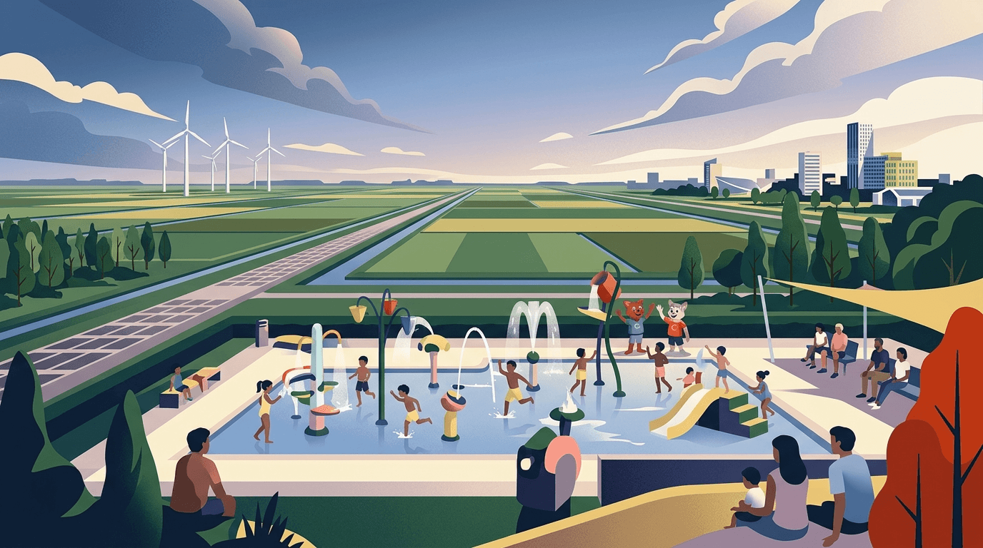 Feestelijke opening spraypark bij zwembad De Koploper in Lelystad
