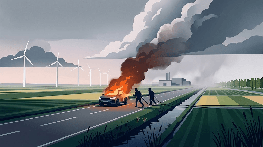 Autobrand na proefrit op industrieterrein Emmeloord