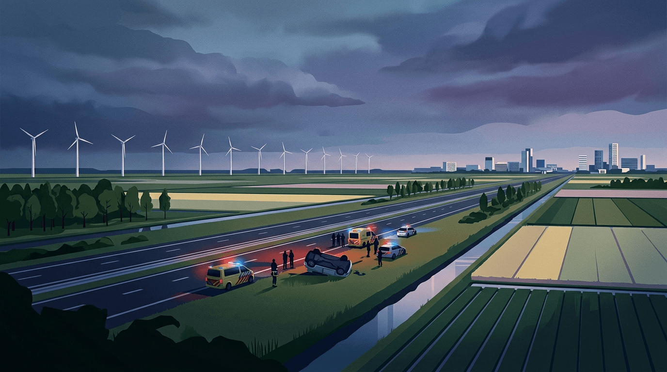 Ernstig ongeluk op parallelbaan A6 bij Almere