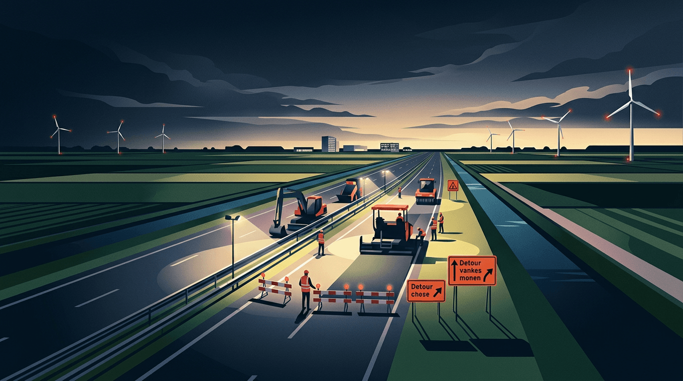 Nachtelijke afsluitingen A6 tussen Lelystad-Noord en Urk