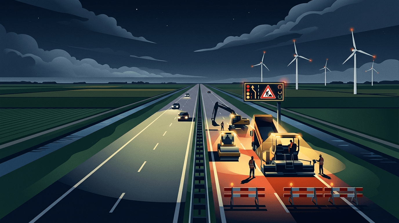 A6 afgesloten tussen Urk en Lelystad-Noord voor werkzaamheden