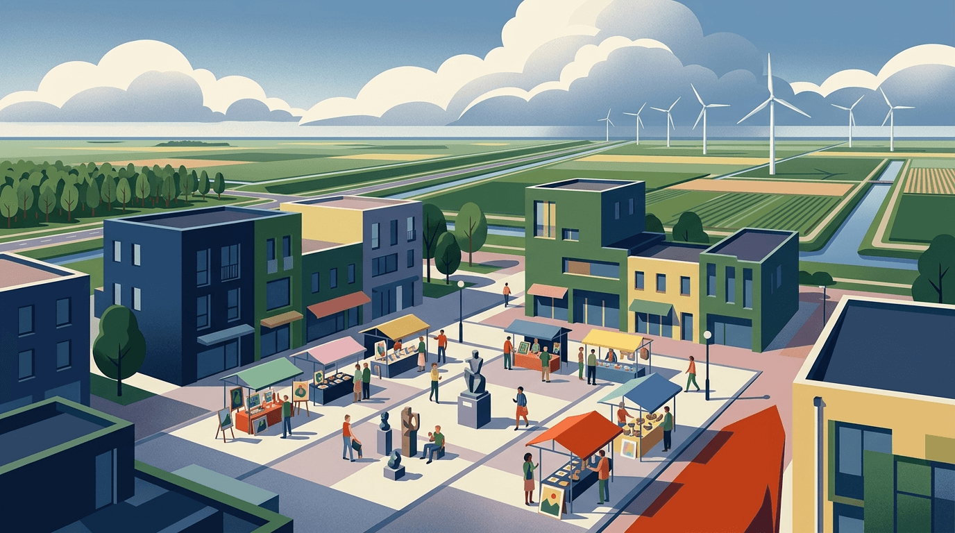 Dynamische kunstmarkt op Meerpaalplein in Dronten trekt veel bezoekers