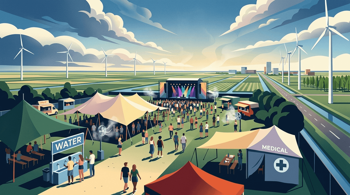 Hittegolf Dwingt Eventing Emmeloord tot Afgelasting; Defqon.1 Neemt Uitgebreide Maatregelen